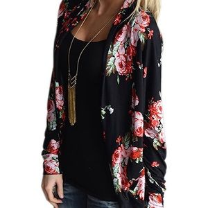 Boho Irregular Long Light Cardigan - Flower Print